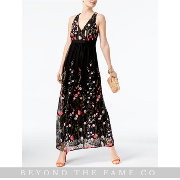 INC International Concepts Dresses & Skirts - INC Embroidered Sleeve less Strap Maxi Dress